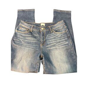 Time Tru Womens Straight Regular Fit Jeans Blue Denim High Rise Size 8